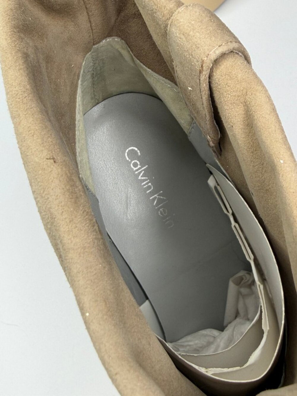 Calvin Klein Bethany Suede Fold-Over Pointed Toe Booties Tan Size 8.5 NEW - Picture 8 of 10